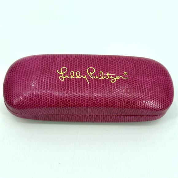 Lilly Pulitzer Eyeglasses Sunglasses hard case clamshell Hot Pink Blue Lined - Picture 1 of 6